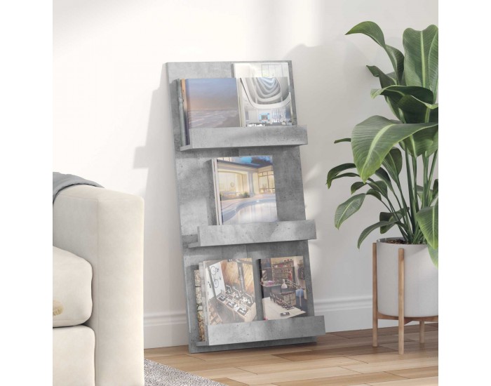 Sonata H Етажерка за списания с рафт Циментено сиво 51 x 11 x 102 см
