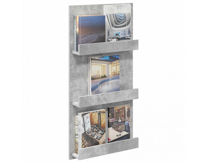 Sonata H Етажерка за списания с рафт Циментено сиво 51 x 11 x 102 см