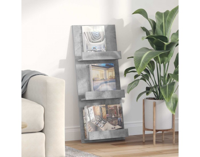 Sonata H Етажерка за списания с рафт Циментено сиво 51 x 11 x 102 см