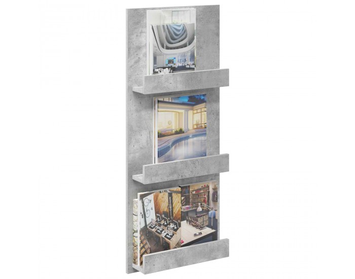 Sonata H Етажерка за списания с рафт Циментено сиво 51 x 11 x 102 см