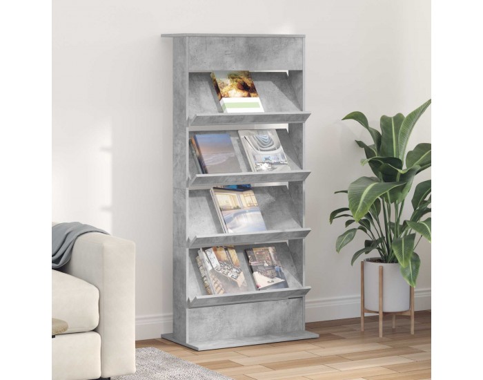 Sonata H Етажерка за списания с рафт Циментено сиво 70 x 41 x 156 см