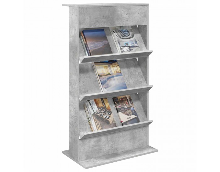 Sonata H Етажерка за списания с рафт Циментено сиво 70 x 41 x 126 см
