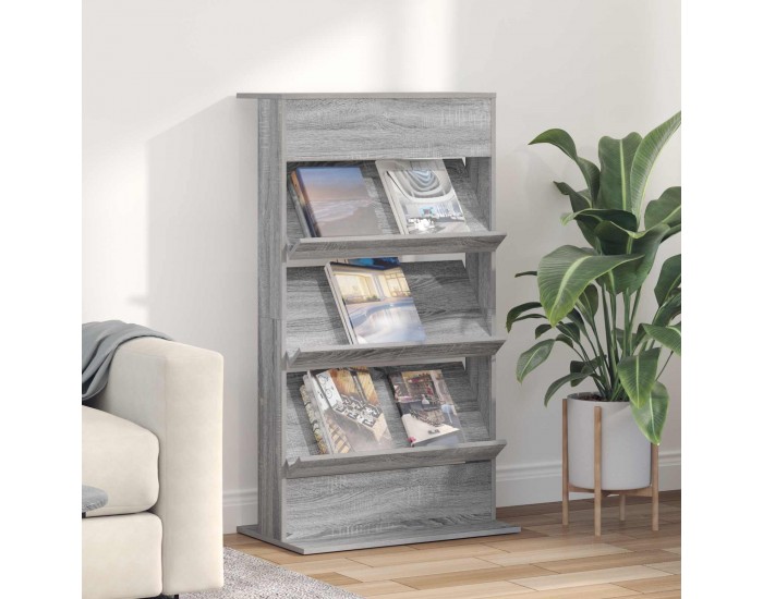 Sonata H Етажерка за списания с рафт Сив Сонома 70 x 41 x 126 см