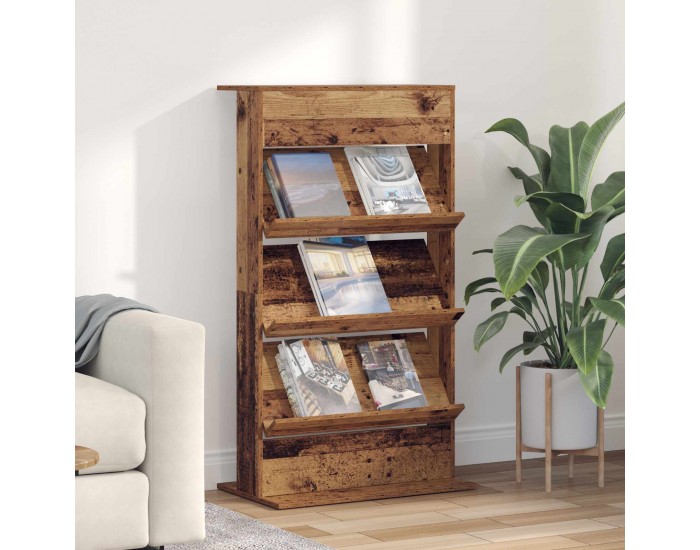 Sonata H Етажерка за списания с рафт Старо дърво 70 x 41 x 126 см
