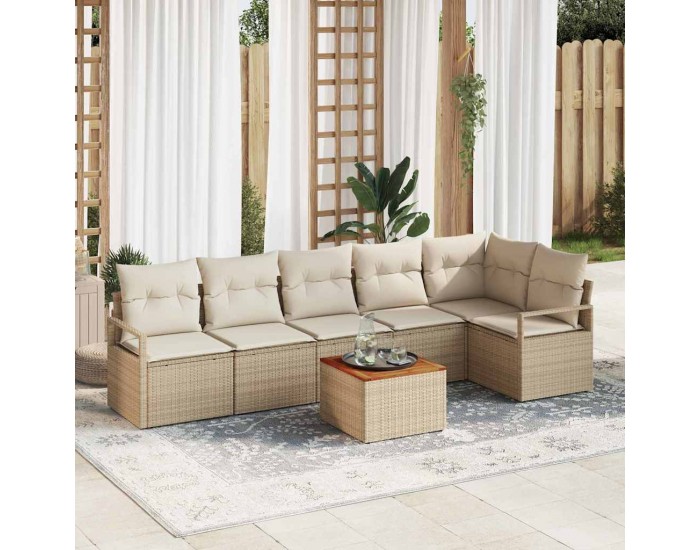 Сет за градински диван Sonata H с възглавници Бежов Полиратан Акация