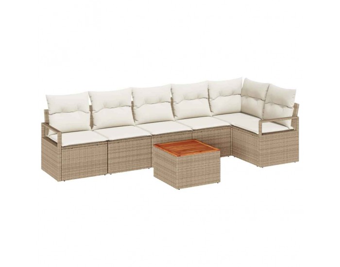 Сет за градински диван Sonata H с възглавници Бежов Полиратан Акация