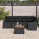 Sonata H 6 Часова градински диван комплект с възглавници черен полиратан акация