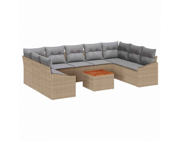 Sonata H 10 Частен градински диван комплект с възглавници бежов полиратан акация