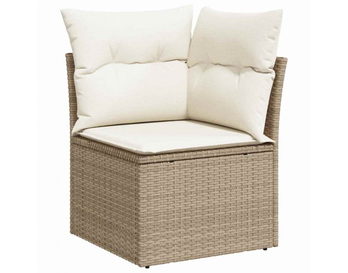 Sonata H 11 Часов Градински Диван Комплект с Възглавници Бежов Полиратан Акация