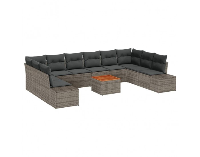 Sonata H 11 частен градински диван комплект с възглавници сив полирата