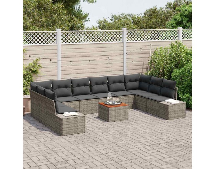 Sonata H 11 частен градински диван комплект с възглавници сив полирата