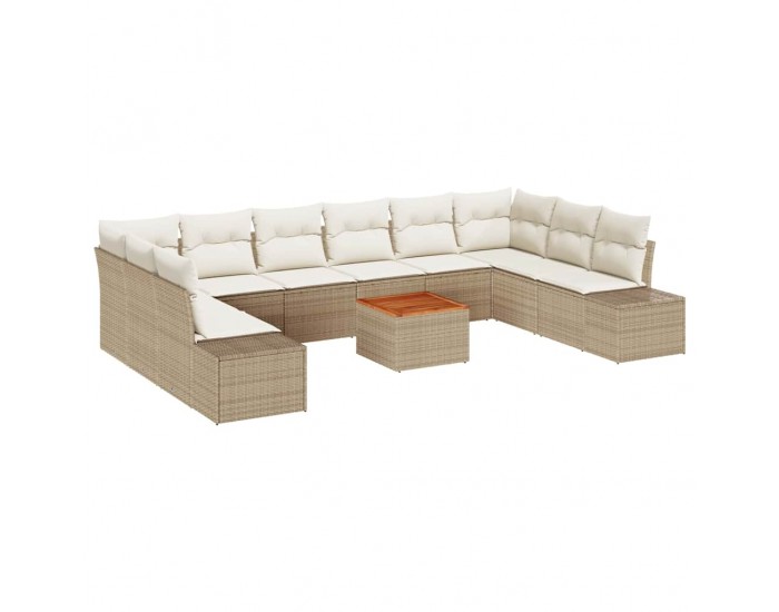 Sonata H 11 частен градински диван комплект с възглавници бежов полиестерен ратан акация