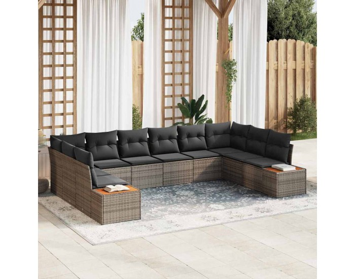 Sonata H 10 части комплект за градина с възглавници сив ратан