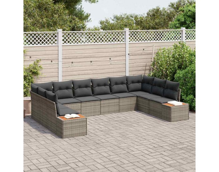 Sonata H 10 части комплект за градина с възглавници сив ратан