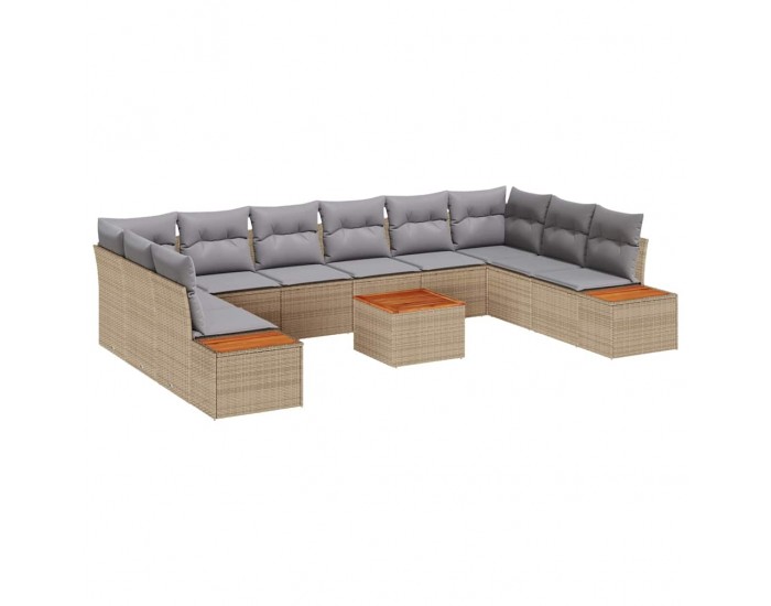 Sonata H 11 частен диван за градина с възглавници бежов поли ратан акация