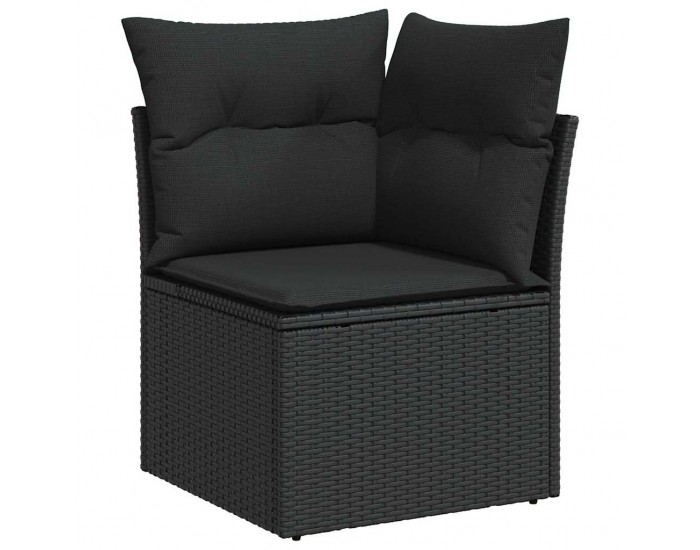 Sonata H 10 части градински диван комплект с възглавници Черен полиратан