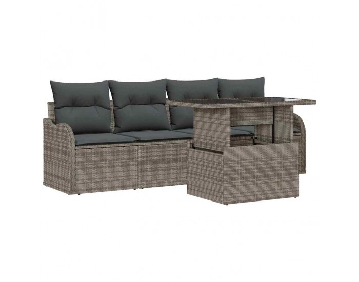 Sonata H 5 части градински диван комплект с възглавници сив ратан