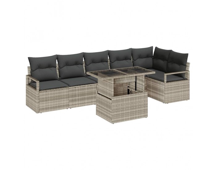 7 частов сет за градински диван на Sonata H с възглавници светлосив полиратан