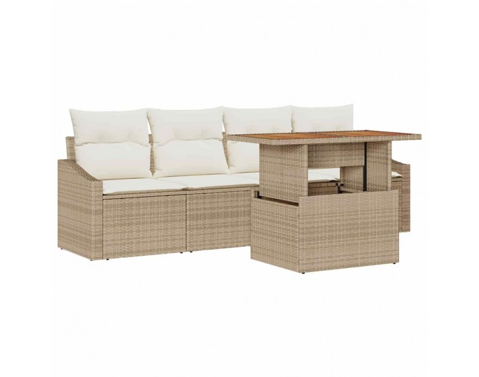 Sonata H 5 частен комплект за градинско хранене с възглавници Бежов Полипропилен Акация