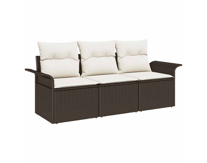 Sonata H 3-частен комплект дивани за градина с възглавници кафяв поли ратан