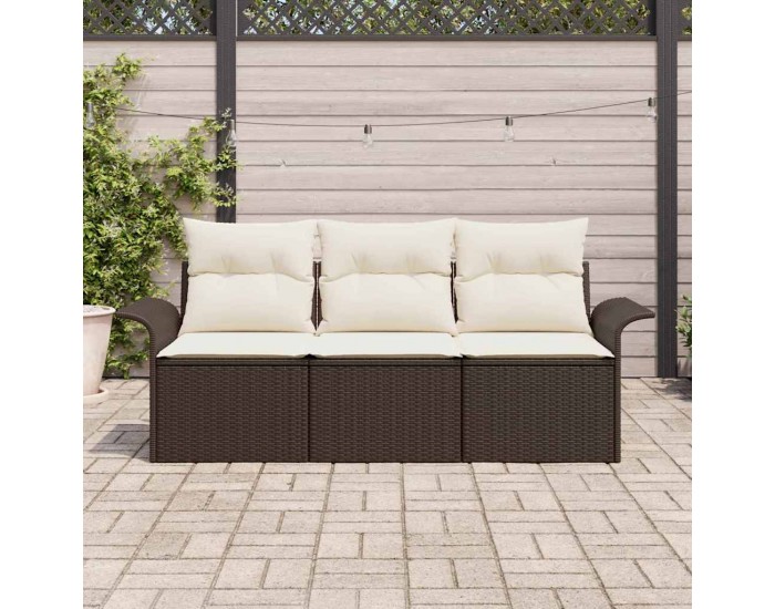 Sonata H 3-частен комплект дивани за градина с възглавници кафяв поли ратан