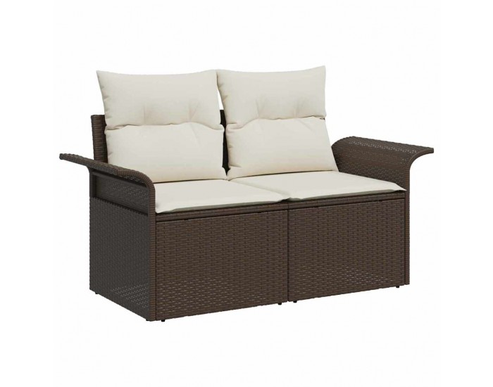 Sonata H 3-частен комплект дивани за градина с възглавници кафяв поли ратан