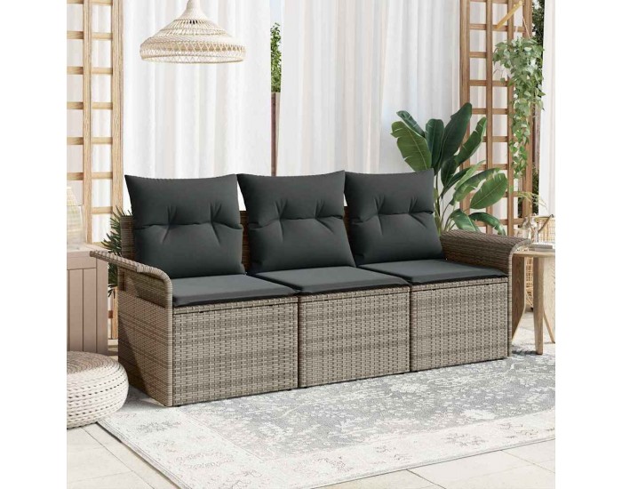 Sonata H 3 части комплект градински диван с възглавници сив ратан
