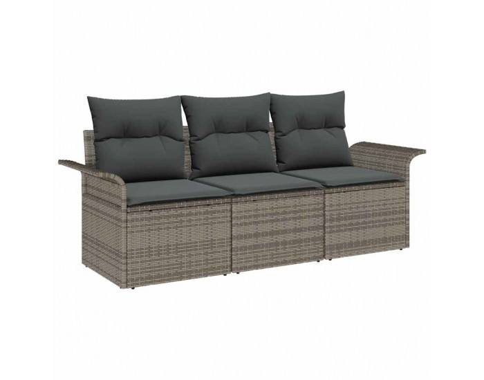 Sonata H 3 части комплект градински диван с възглавници сив ратан
