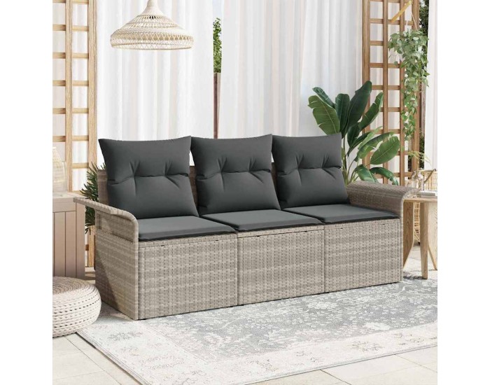 Комплект градински диван Sonata H с възглавници светлосиво полиестаг