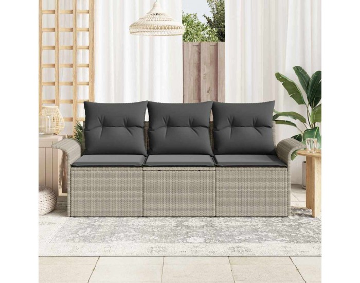 Комплект градински диван Sonata H с възглавници светлосиво полиестаг