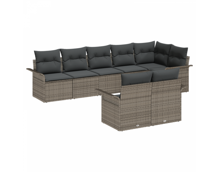 Комплект градински диван Sonata H с 8 части и възглавници сиво полиратан
