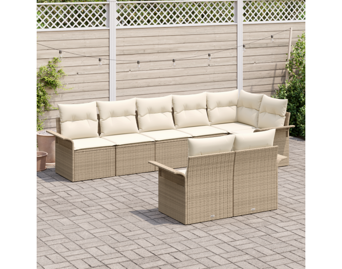 Sonata H Комплект от 8 части градински диван с възглавници бежов полиреатан