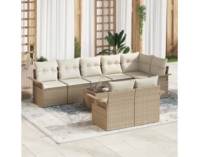 Комплект градински диван Sonata H 9 части с възглавници кафяв полиратан