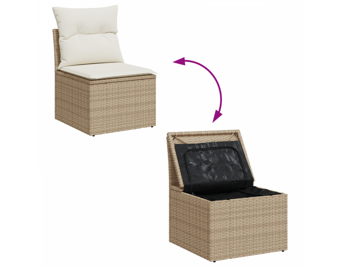 Комплект градински диван Sonata H 9 части с възглавници кафяв полиратан