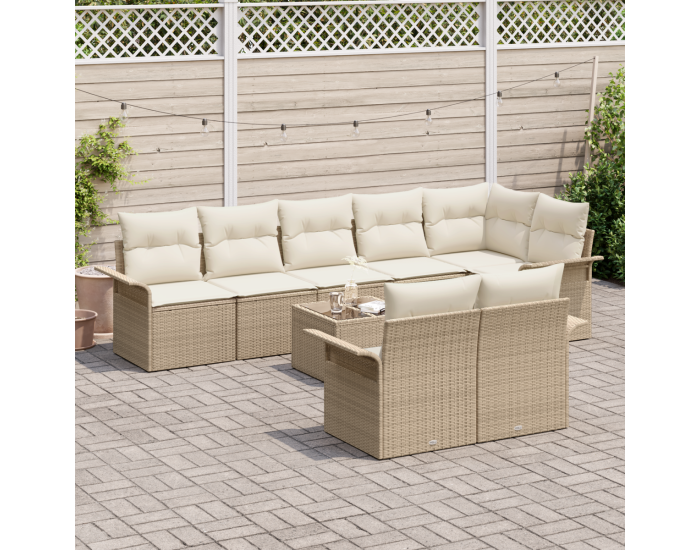 Комплект градински диван Sonata H 9 части с възглавници кафяв полиратан