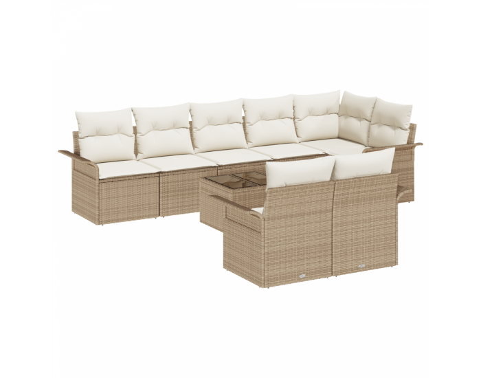 Комплект градински диван Sonata H 9 части с възглавници кафяв полиратан