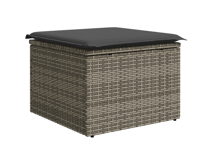 6-частен комплект градински диван с възглавници сив полиестерен ратан