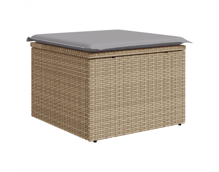 Сет от 6 части за градински диван с възглавници бежов полиратан