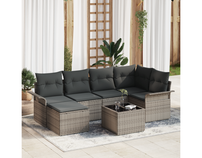 Комплект градински диван Sonata H с възглавници черен полиратан