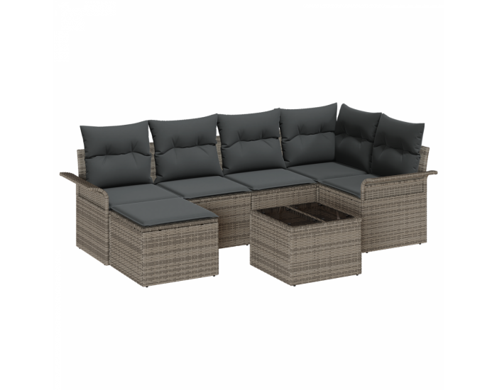 Комплект градински диван Sonata H с възглавници черен полиратан