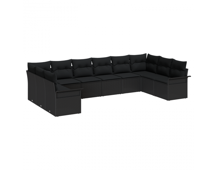 Sonata H 10 Часов комплект градински диван с възглавници Черен Полирален