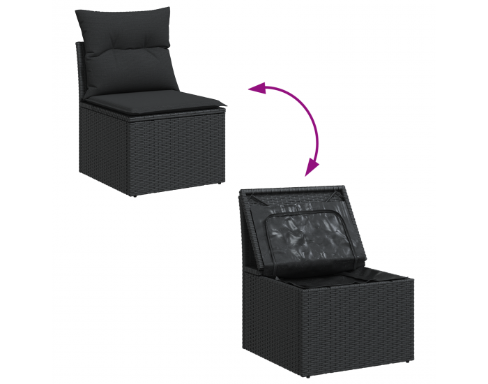 Sonata H 10 Часов комплект градински диван с възглавници Черен Полирален