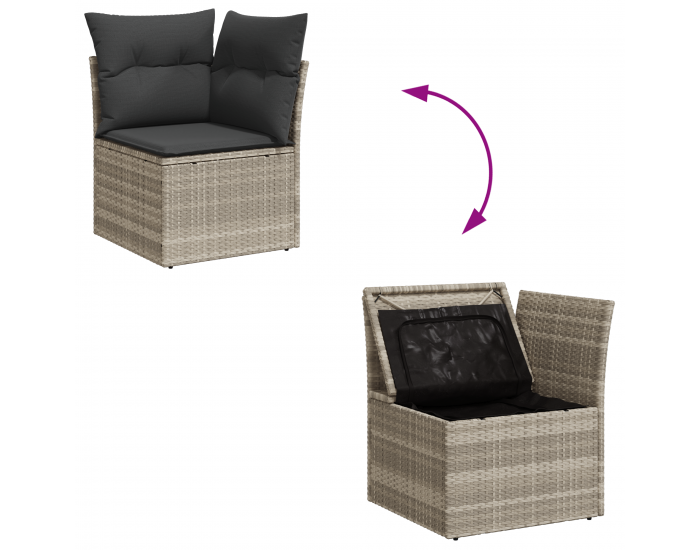 Sonata H 11 части градински диван комплект с възглавници светлосив полиратан