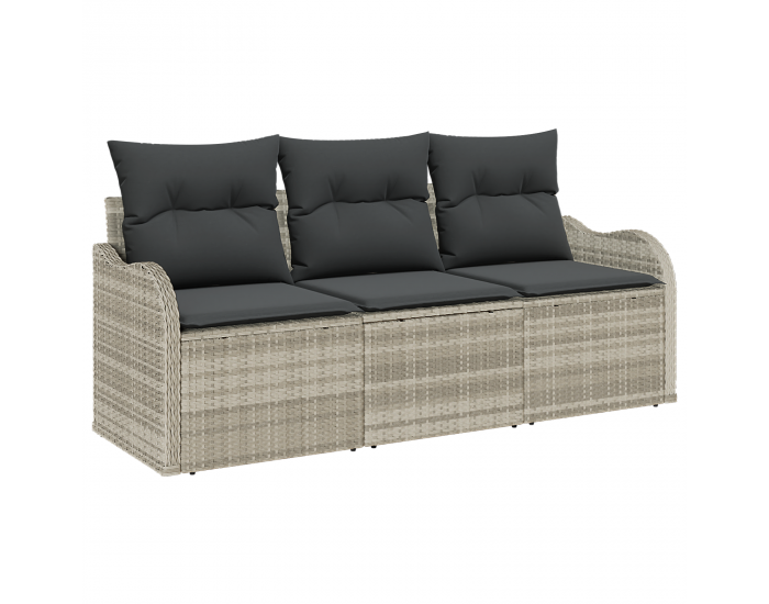 Sonata H 3 Частен Градински Диван С Възглавници Светлосив Полиестерен Ратан