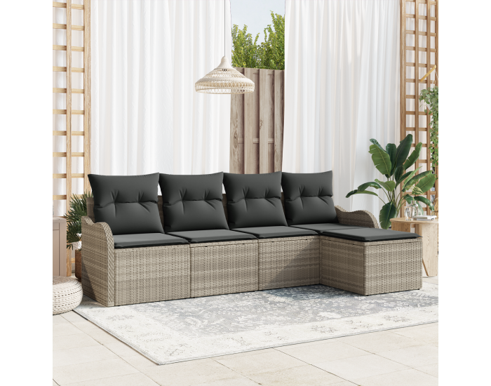 Sonata H 5 частен комплект градински диван с възглавници Светлосив ратан