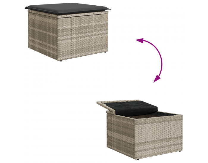 Sonata H 5 частен комплект градински диван с възглавници Светлосив ратан