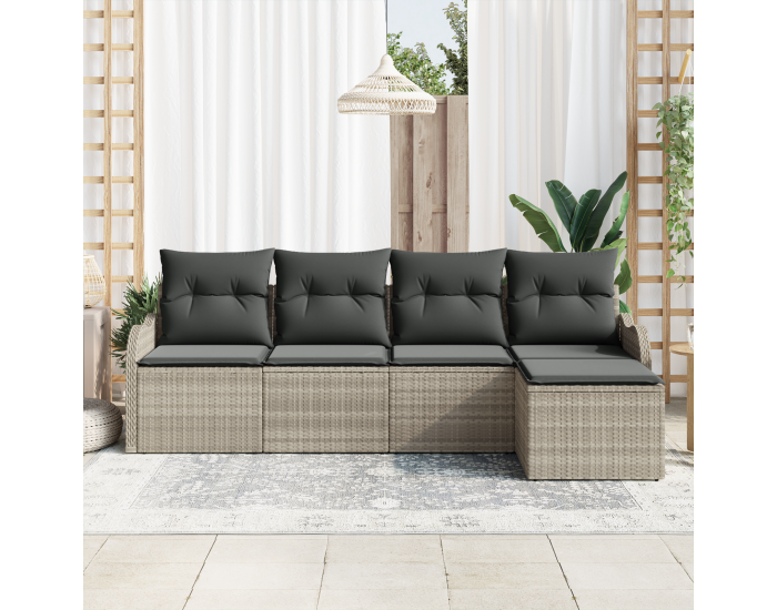 Sonata H 5 частен комплект градински диван с възглавници Светлосив ратан