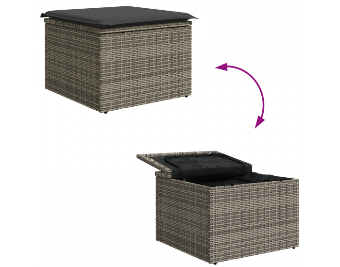 Sonata H 5 частен градински диван комплект с възглавници черен полиротан