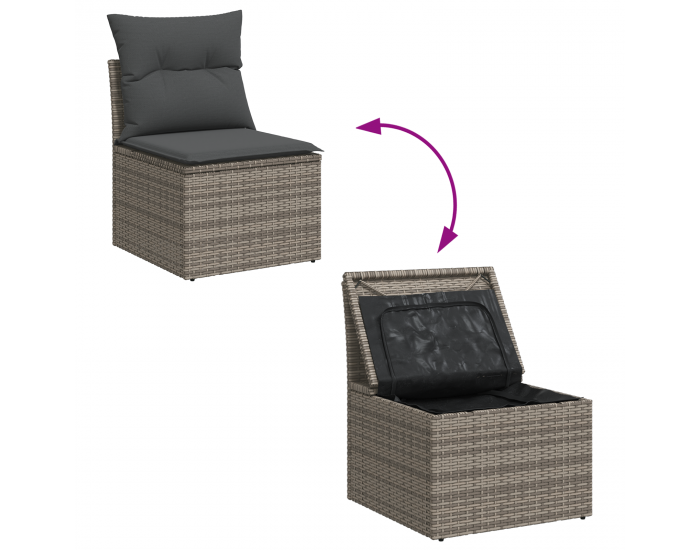 Sonata H 5 частен градински диван комплект с възглавници черен полиротан