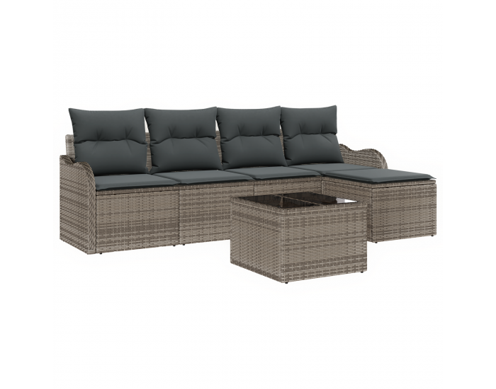 Sonata H 5 частен градински диван комплект с възглавници черен полиротан